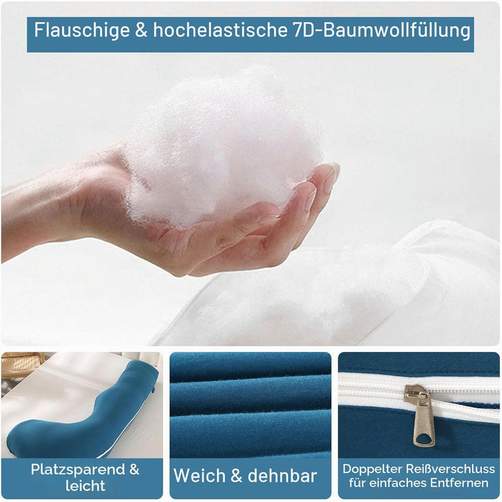 SHANNA Schwangerschaftskissen Seitenschläferkissen Stillkissen Fütternkissen mit Baumwolle Bezug, La