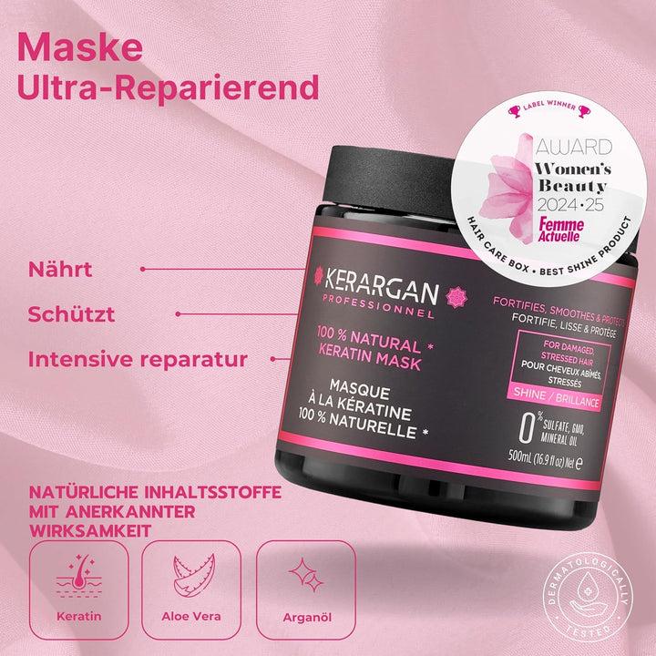 Kerargan - Duo Ultra Reparatur Shampoo & Maske mit Keratin für strapazierte und gestresste Haare - N