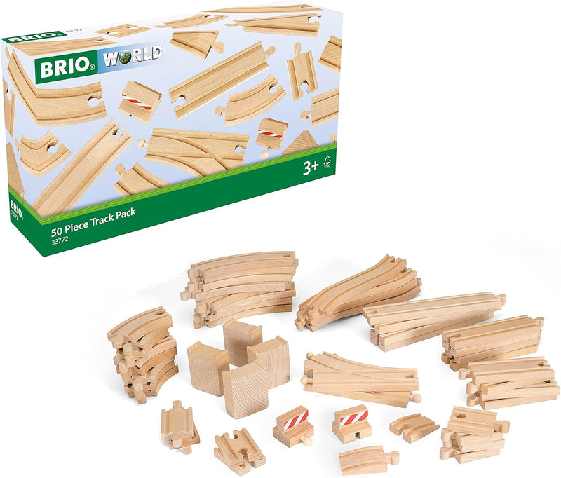 BRIO World 33772 Grosses Schienensortiment 50 Teile - Schienen Set Eisenbahn - Kleinkindspielzeug em