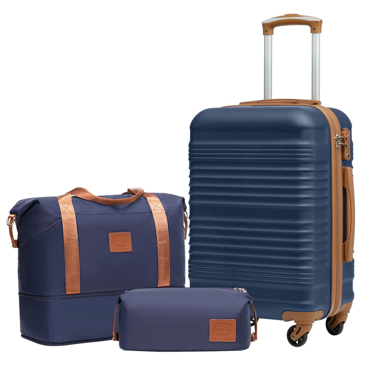 COOLIFE Koffer-Set Trolley Koffer ABS Hartschale Reisekoffer 4 Rollen TSA-Schloss einziehbarer Troll
