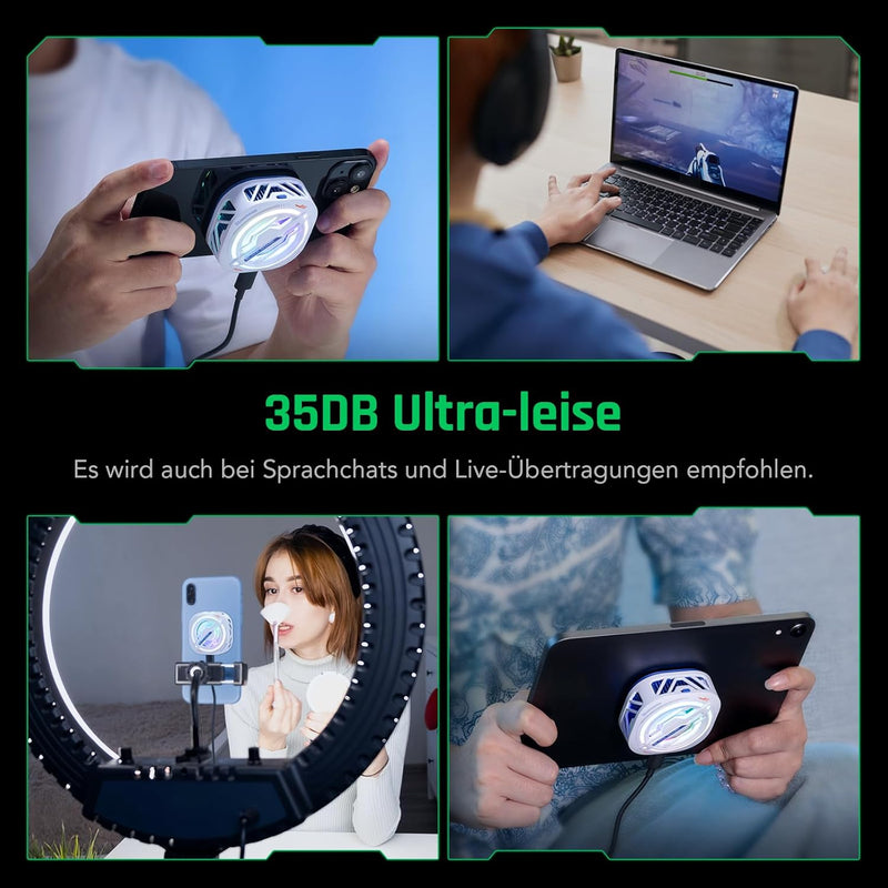 Black Shark Magnetischer Handy-Kühler, RGB-Ventilator, tragbarer leichter Handy-Kühlventilator, Tele