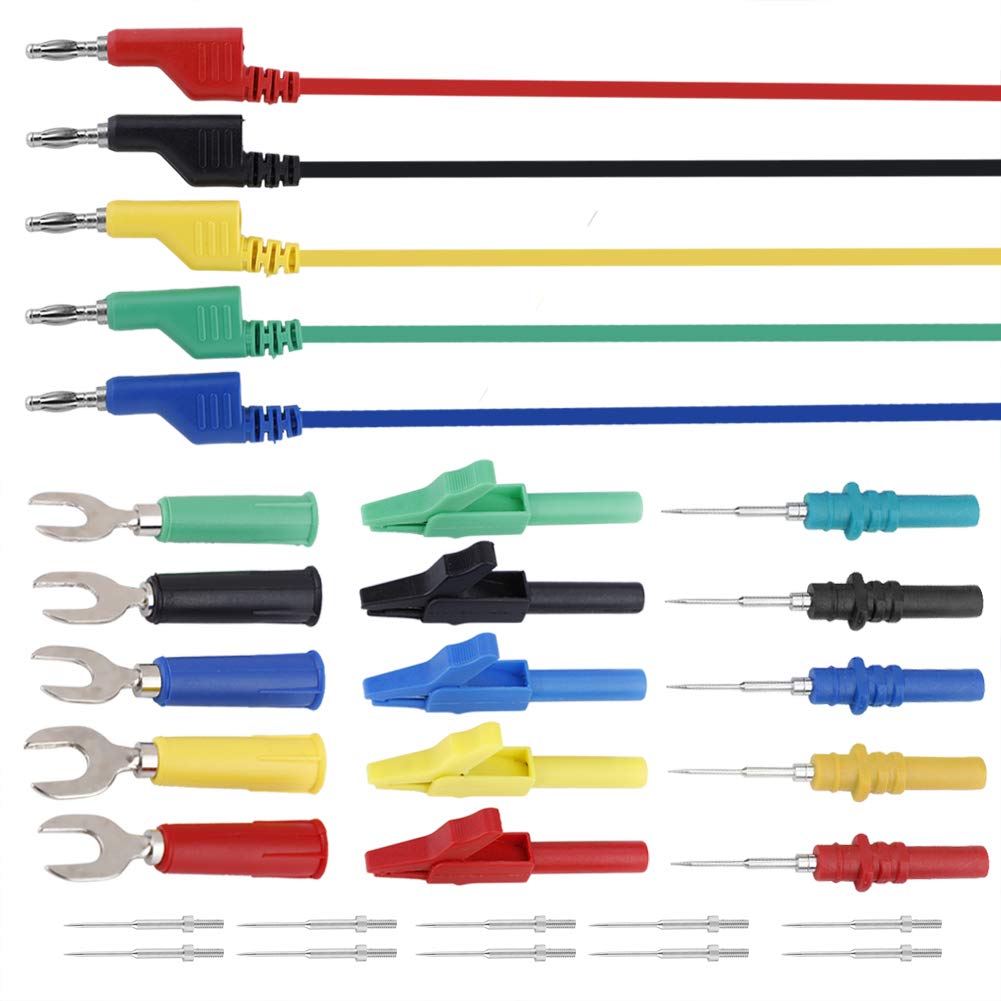 4 mm Bananenstecker Messleitungen Set P1036B Krokodilklemmen U Sonden Kit für Multimeter Test, 4 mm