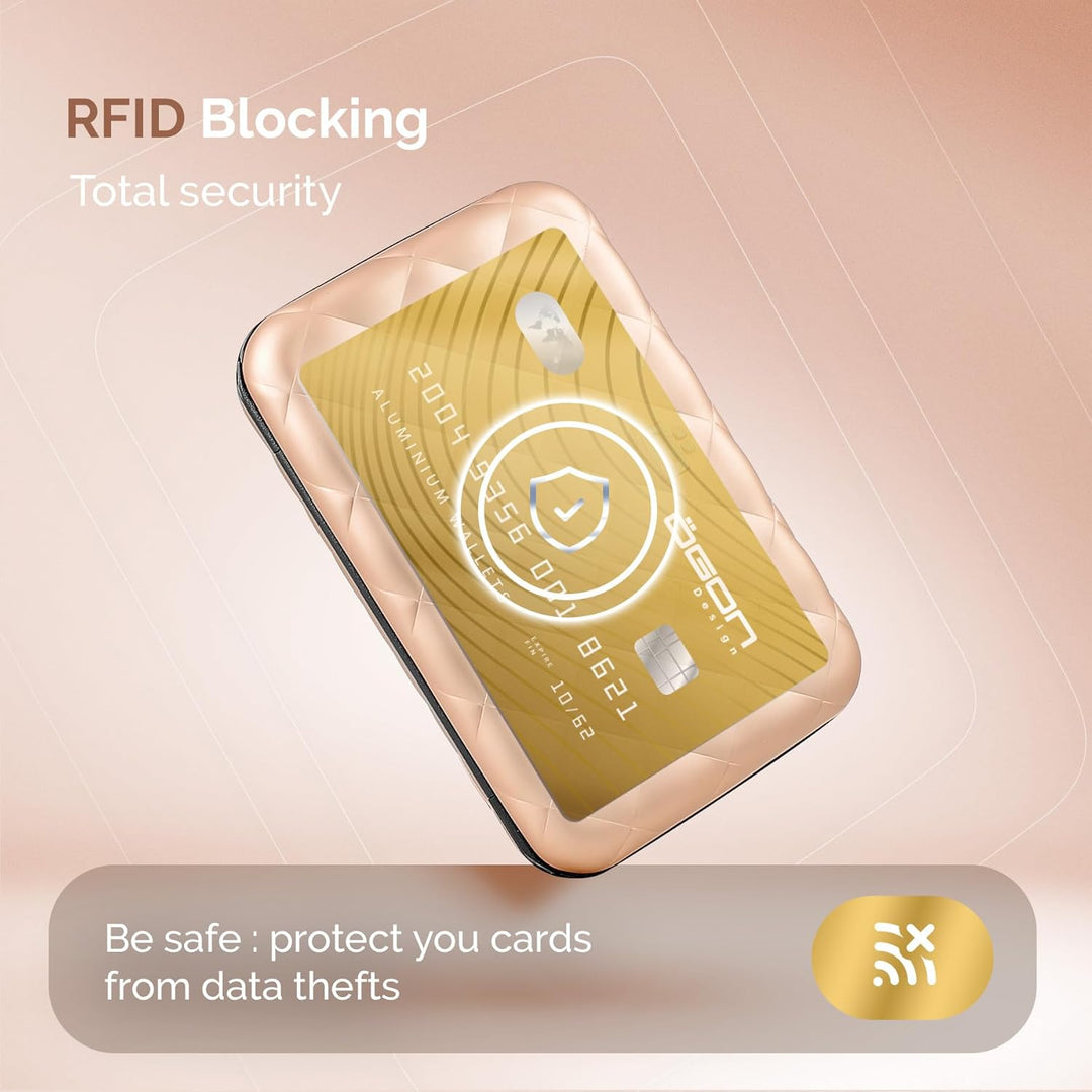 ÖGON Smart Wallets - Aluminium Geldbörse Quilted Button für Damen - RFID-Schutz - Bis zu 10 Karten u