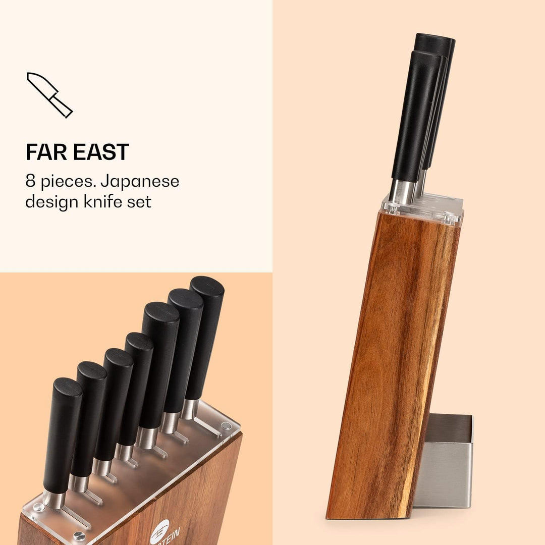 Klarstein Kitano Messerblock - Küchenmesser Set 8-teilig, Messerblock mit Messer: 7 verschiedene Mes
