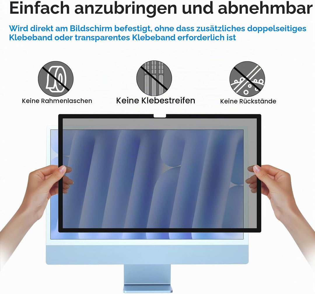 PYS Blickschutzfolie für Apple iMac 24 Zoll M1 Monitor Selbstklebend Abnehmbar Blickschutzfilter Ble