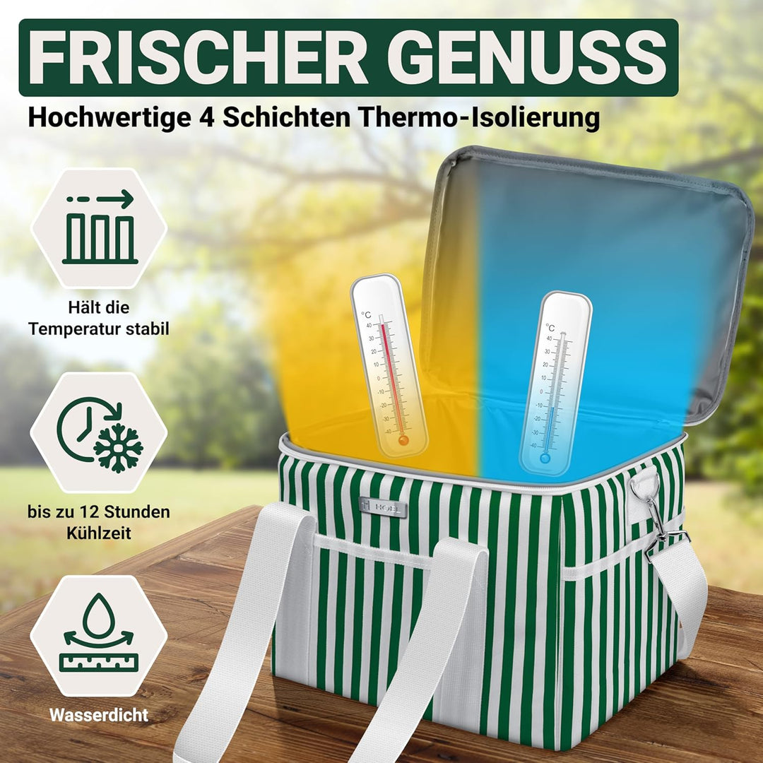 HOEL Kühltasche gross 20L &amp; 30L faltbar - Isolierte Thermotasche - Lunchtasche wasserdicht &amp; auslauf