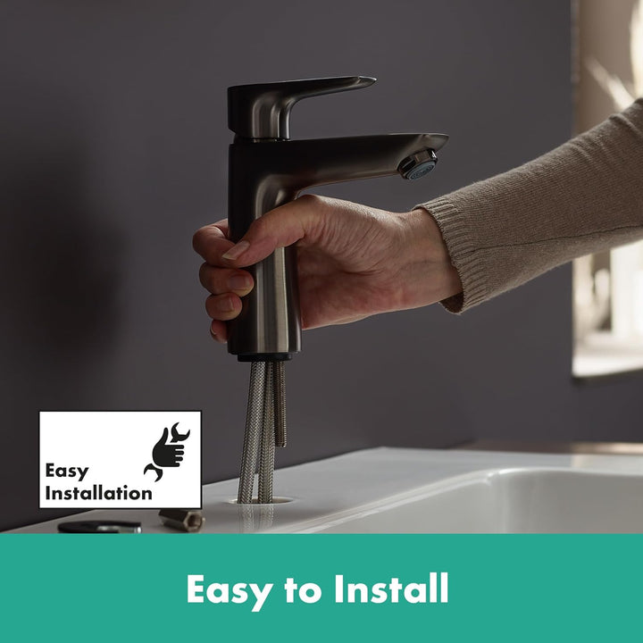 hansgrohe Wasserhahn Talis E (wassersparende Armatur mit hohem Auslauf 110mm, Zugstangen- Ablauf), B