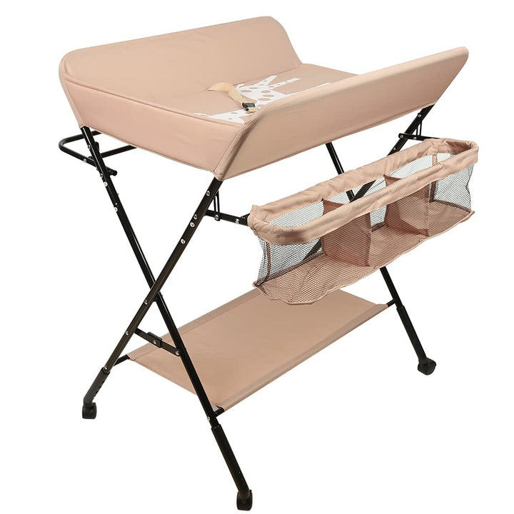 OHMG Baby Wickelkombi Klappbare Wickelkommode,Wickeltisch mit Rollen,Mobiler Wickeltisch mit Wickela