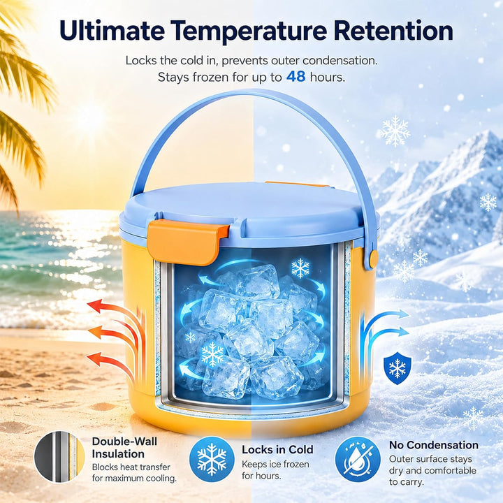 2.6L Eiswürfelbehälter Mit Deckel,Isbehälter,Ice Cubetray,24 Stunden Warm Orange, Orange
