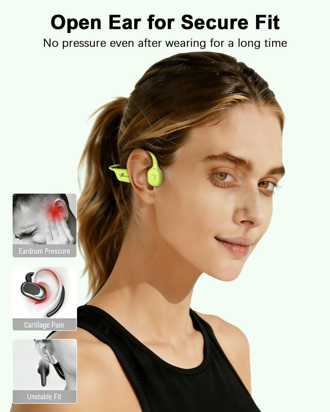 ANSTEN Knochenschall Kopfhörer Bluetooth 5.3, Open Ear Bone Conduction Headphones Kabellos mit Lange