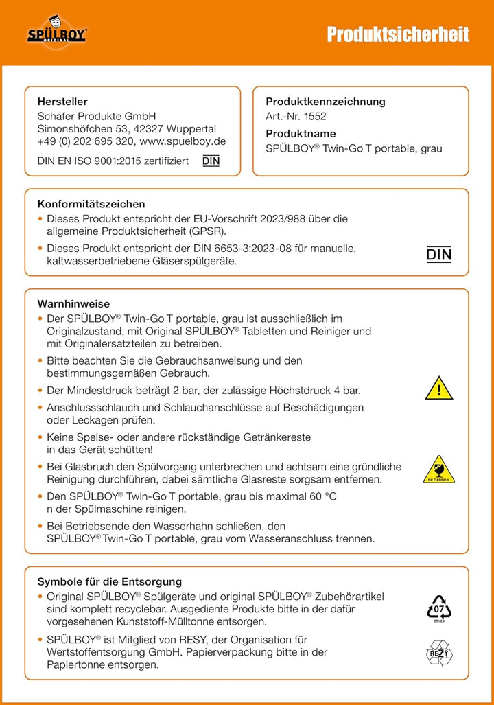 SPÜLBOY® Twin-Go T Portable - Gläserspüler, Gläserspülgerät