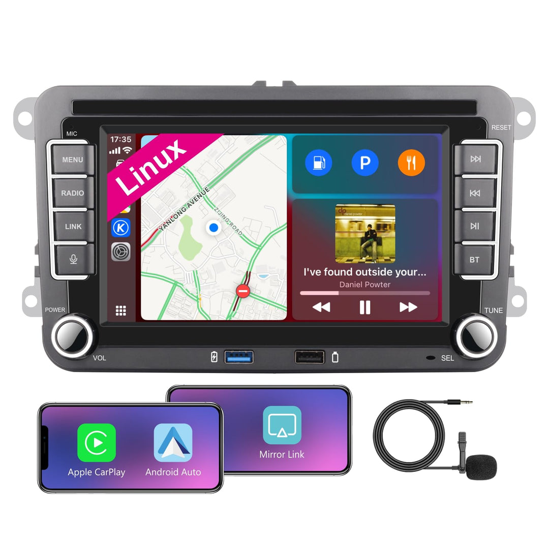 Linux Autoradio Mit Bildschirm für Golf 5 6 VW Polo 6R T5 Passat Touran Seat, 7 Zoll Wireless Carpla