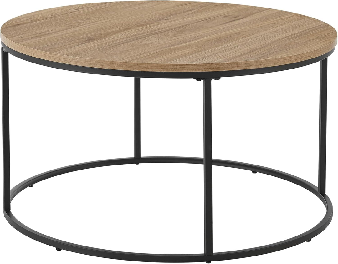 [en.casa] Couchtisch Kuhmoinen 45 x 80 cm Beistelltisch Wohnzimmertisch Sofatisch rund Schwarz/Holzo