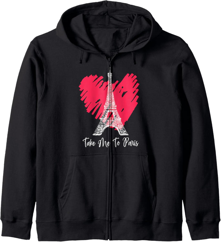 Vintage Paris and Eiffel Tower Gifts T'aime Paris Kapuzenjacke