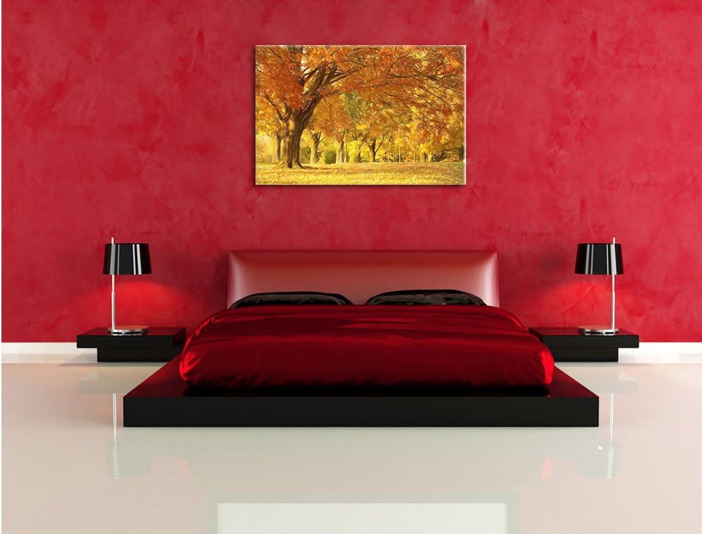 Pixxprint schöne Herbstlandschaft Kunst Buntstift Effekt, Format: 100x70 auf Leinwand, 100x70