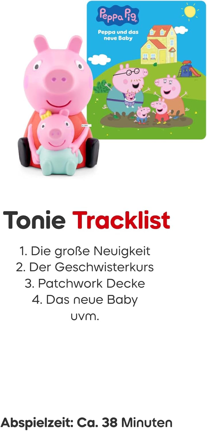 tonies Hörfigur für Toniebox, Peppa Pig – Peppa und das Neue Baby, 6 herzerwärmende Geschichten für