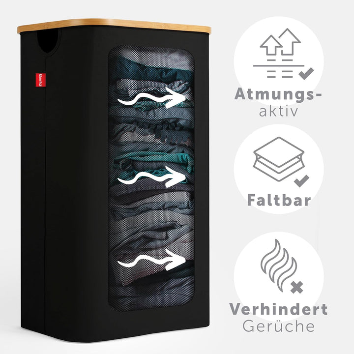 Blumtal Wäschekorb 100L - Wäschesammler mit herausnehmbarem Wäschesack - Wäschekorb schmal - laundry