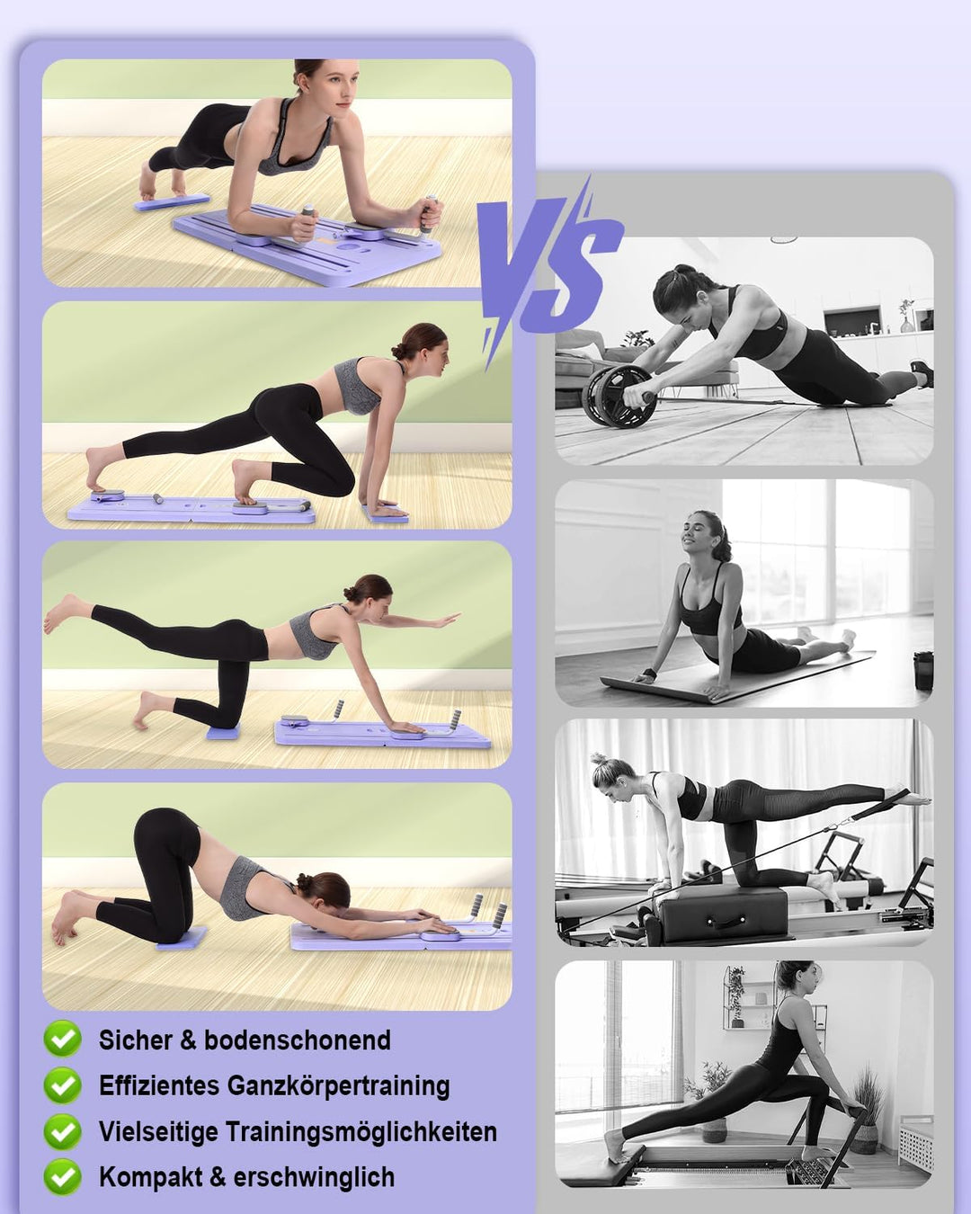 AMAZINGHOME Pilates Board mit automatischem Rückprall – Faltbares Core-Trainingsgerät für Zuhause, i