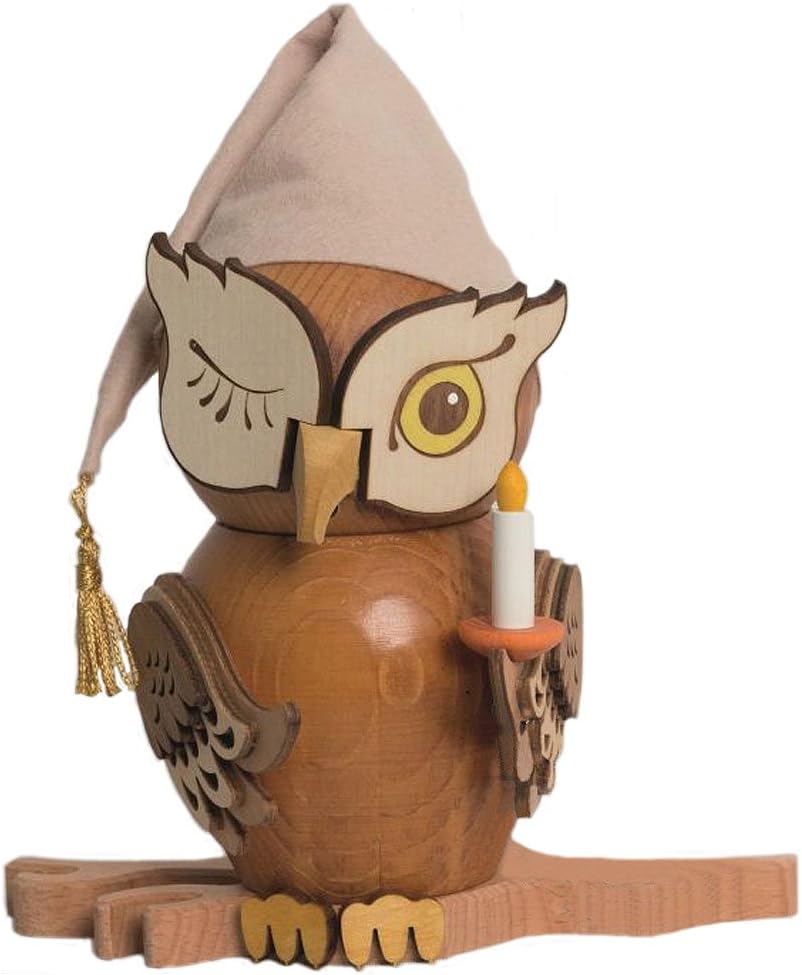 Drechslerei Kuhnert Räuchermann Eule Schlafmütze 15 cm Neuheit 2014 37204