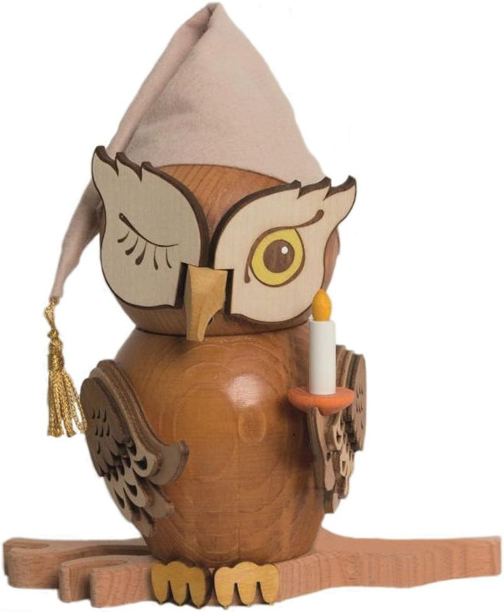 Drechslerei Kuhnert Räuchermann Eule Schlafmütze 15 cm Neuheit 2014 37204