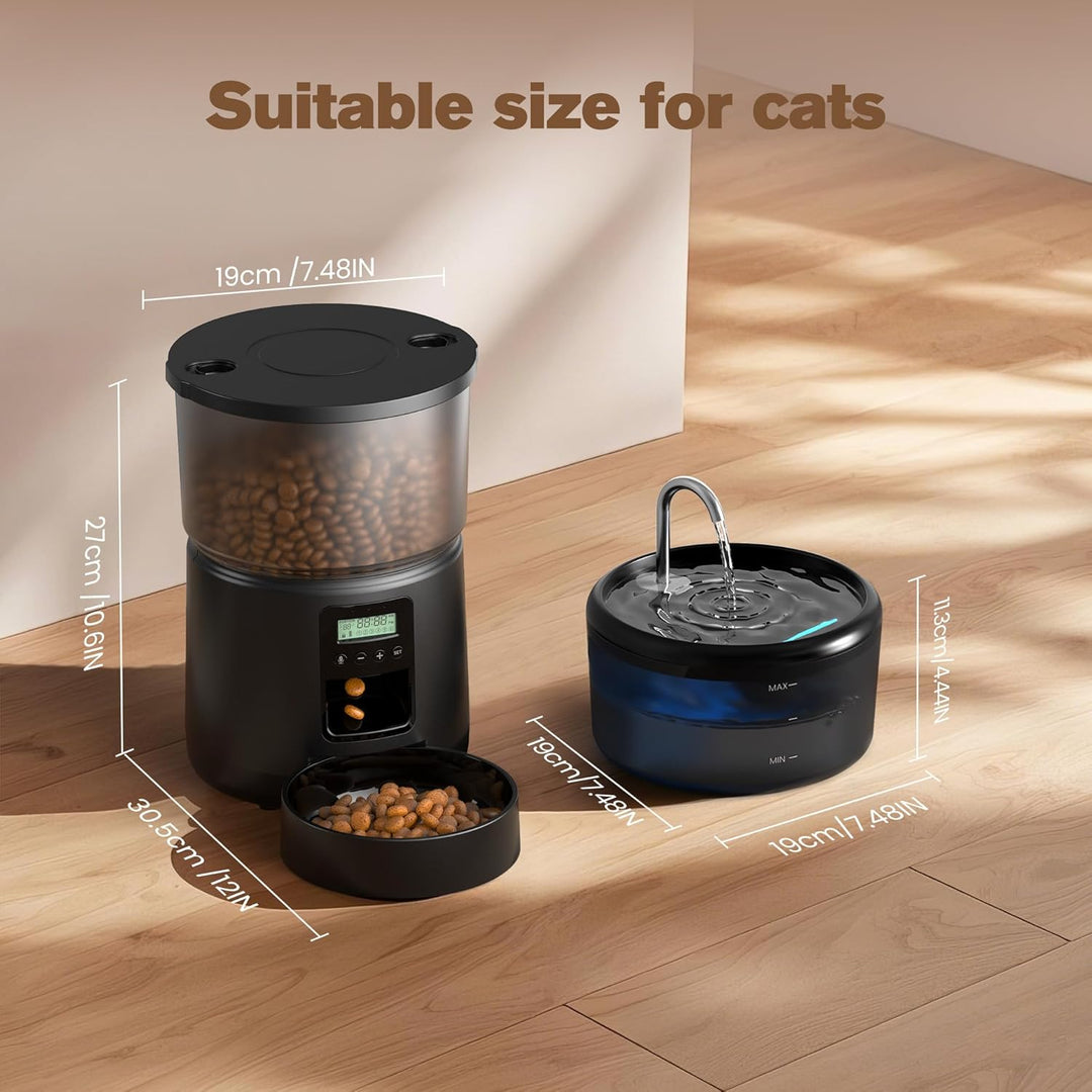 Futterautomat Katze Katzenfutter Automat und Katzenbrunnen: Futterspender Hunde mit Programmierbarem