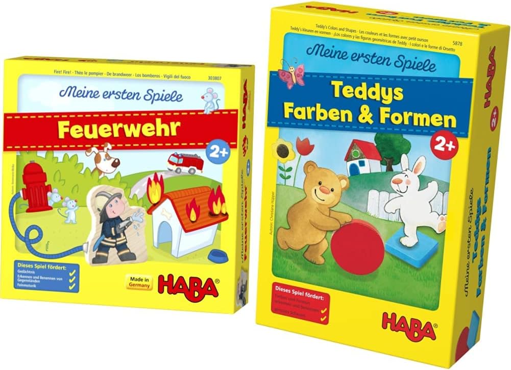 HABA 303807 - Meine ersten Spiele – Feuerwehr Spannendes Memospiel für 1-4 Spieler ab 2 Jahren & 587