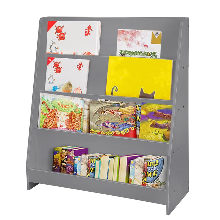 OHMG Bücherregal für Kinder, Aufbewahrung, Spielzeug, Kinder, Bibliothek, Buch, 4 Ebenen, Bücherrega