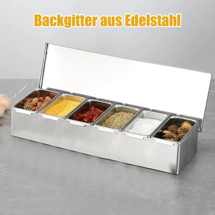 Zutatenbehälter mit Deckel und Löffel, Gewürzbox Beilagenbehälter Zutatenbehälter, Barbehälter, Pizz