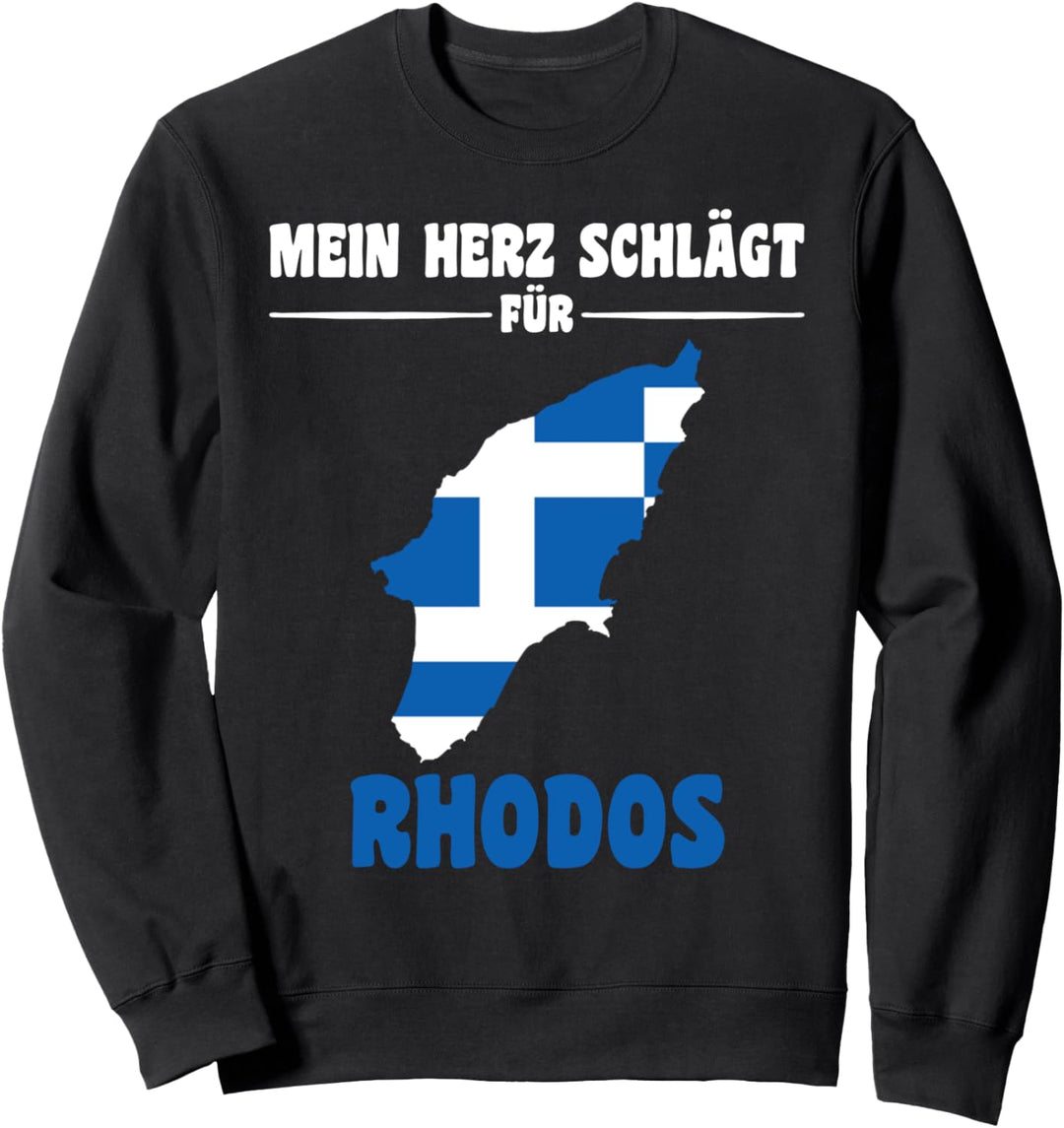 Griechenland Flagge Mein Herz schlägt für Rhodos Sweatshirt