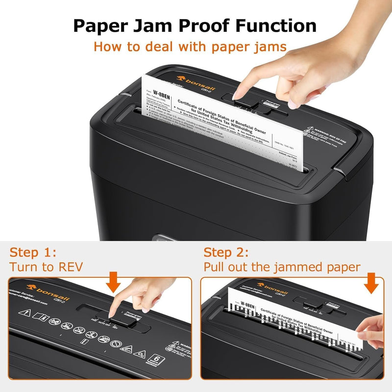 Bonsaii Aktenvernichter Partikelschnitt 6 Blatt, Papier Schredder P4 Zerkleinert Kreditkarten/Clips
