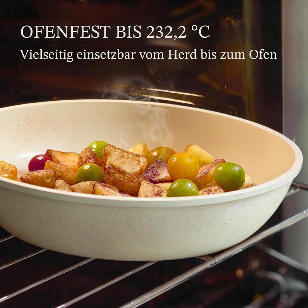 Keramik Topfsets Pfannenset 8 Teilig mit Abnehmbaren Griffen induktionsgeeignet mit Bratpfannen ofen