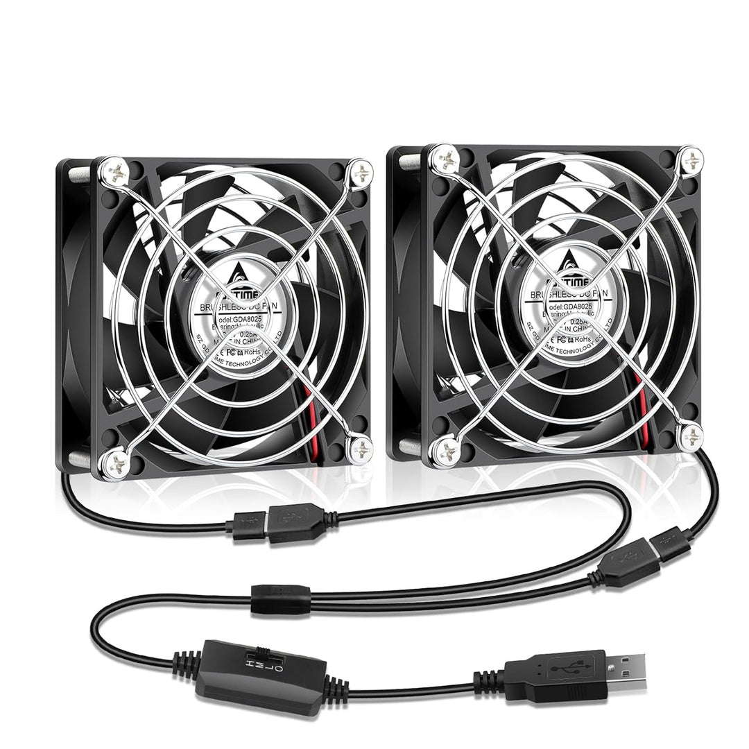 GDSTIME 80mm USB Lüfter 80 x 25mm Gehäuselüfter USB 80mm PC Ventilator 2500 U/min Bürstenloser Lüfte