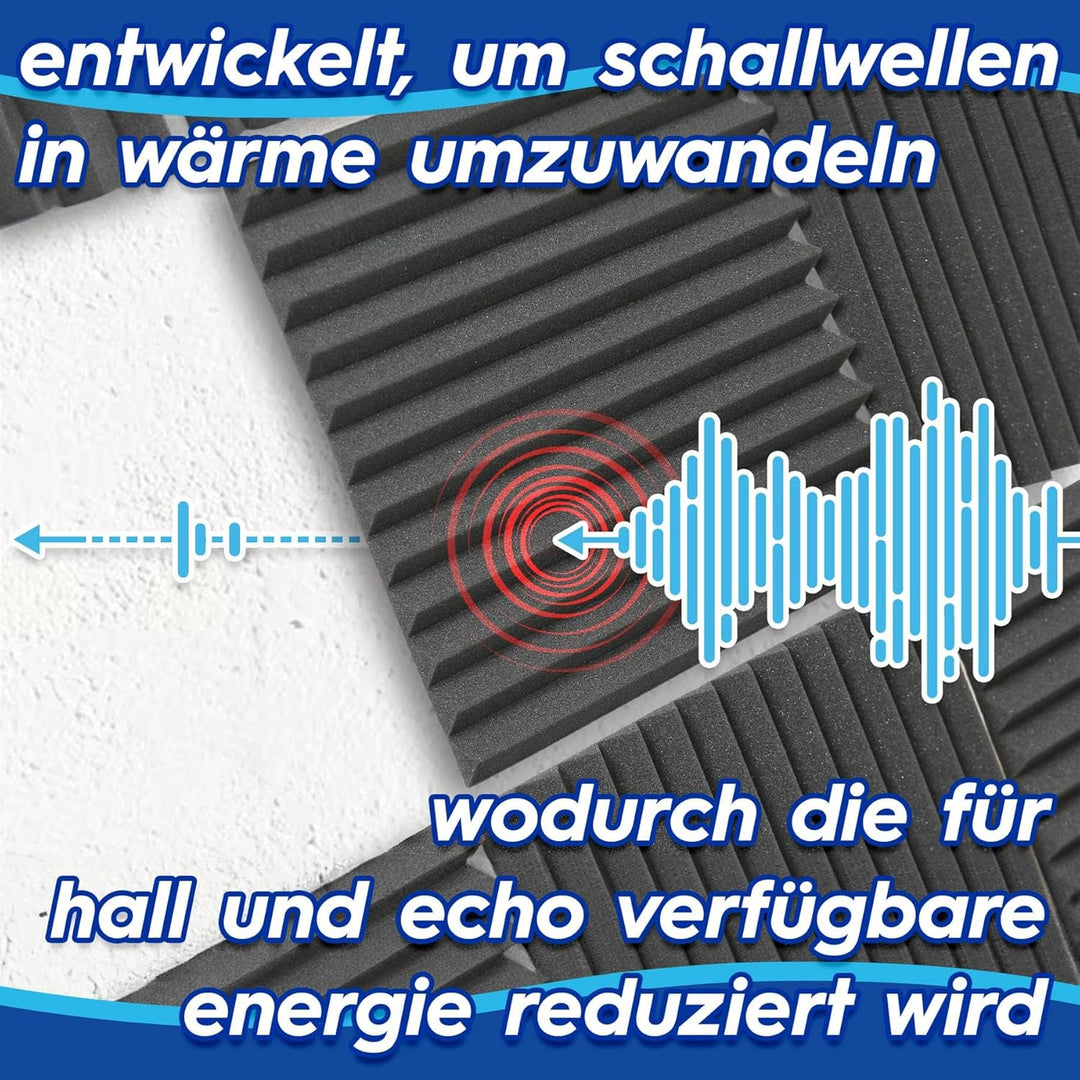 Harbour Housewares Akustikpaneele aus Schaumstoff mit doppelseitigem Klebeband, 2,5 x 30 x 30 cm, 24