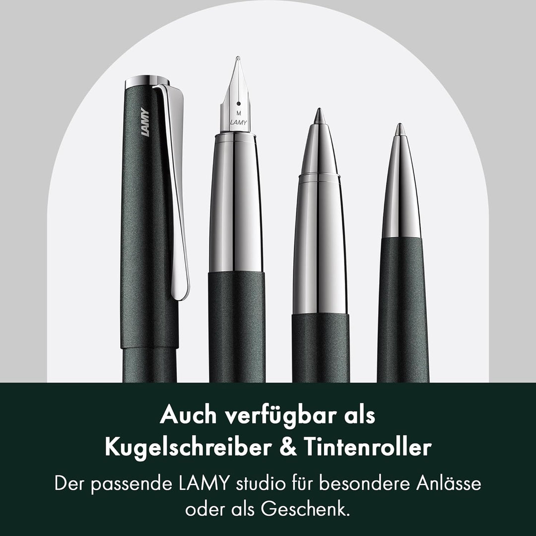 Lamy studio Füllhalter 069 - Füller aus Edelstahl in schwarz-grünem Lack-Finish mit einem polierten