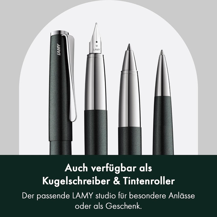 Lamy studio Füllhalter 069 - Füller aus Edelstahl in schwarz-grünem Lack-Finish mit einem polierten