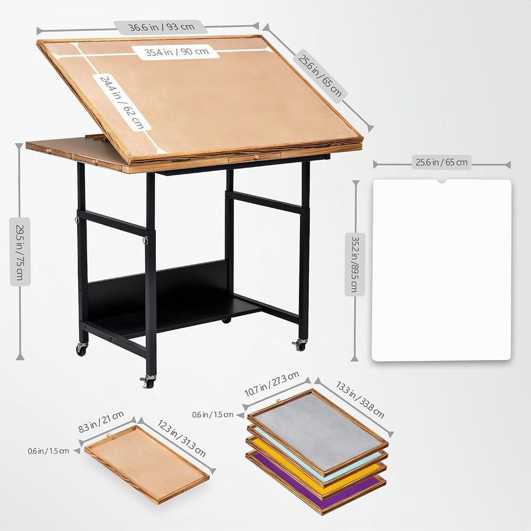 Becko US Jigsaw Puzzle Board with 4 Drawers & PVC Cover, Puzze Board Tilting Board with Height Adjus
