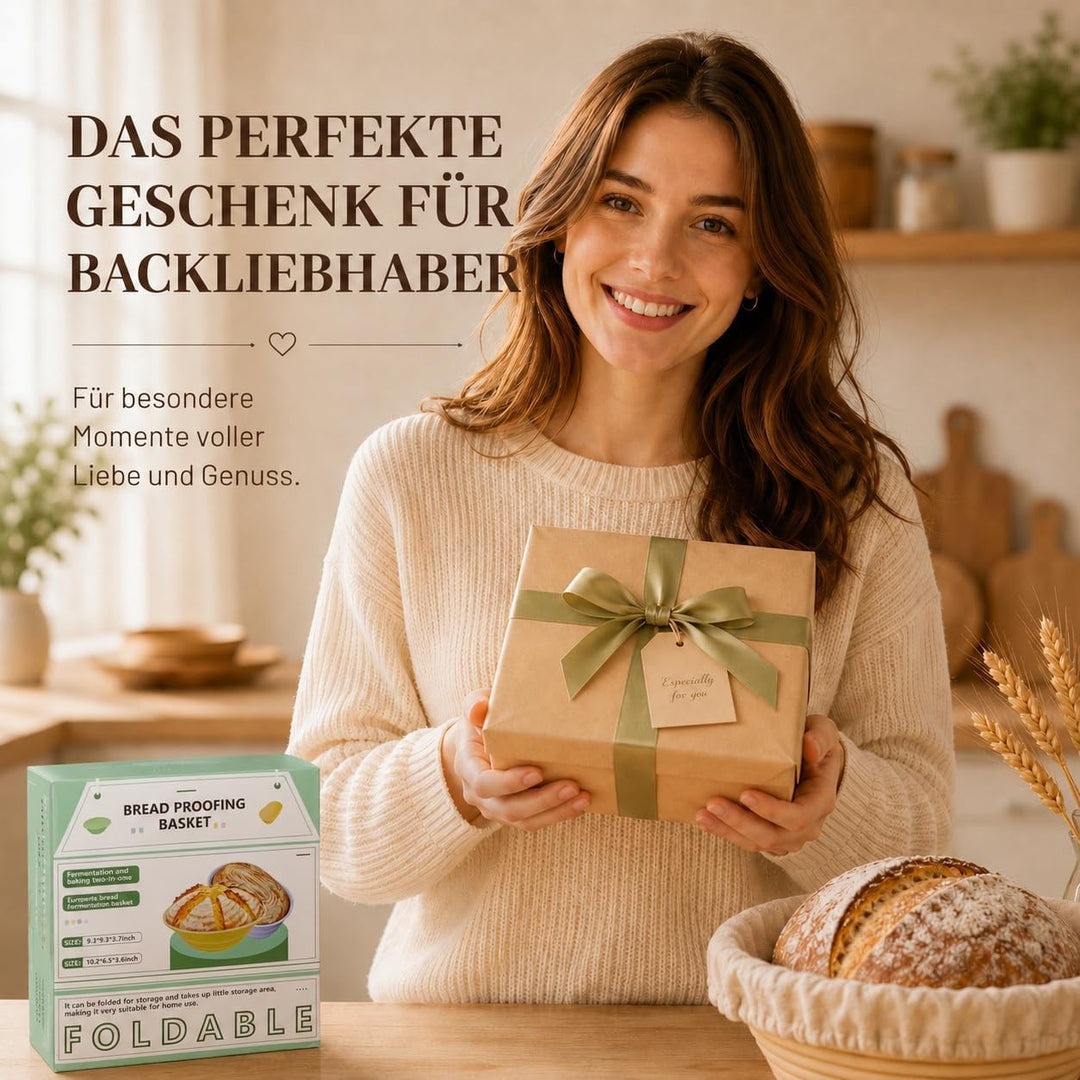 Dhapy Sauerteig Starter Set 12-tlg faltbares Silikon-Gärkörbchen | Brotbackset für Anfänger: rund 23