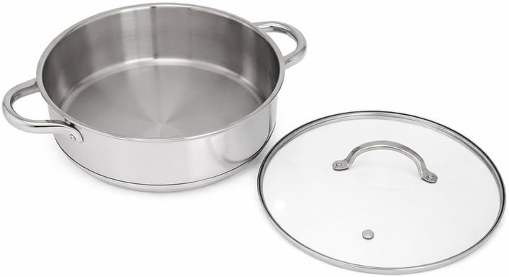 Flach Topf mit Deckel in vielen Grössen Kochtopf Töpfe Induktion Edelstahl (3,5L/∅24cm), 3,5L/&amp;