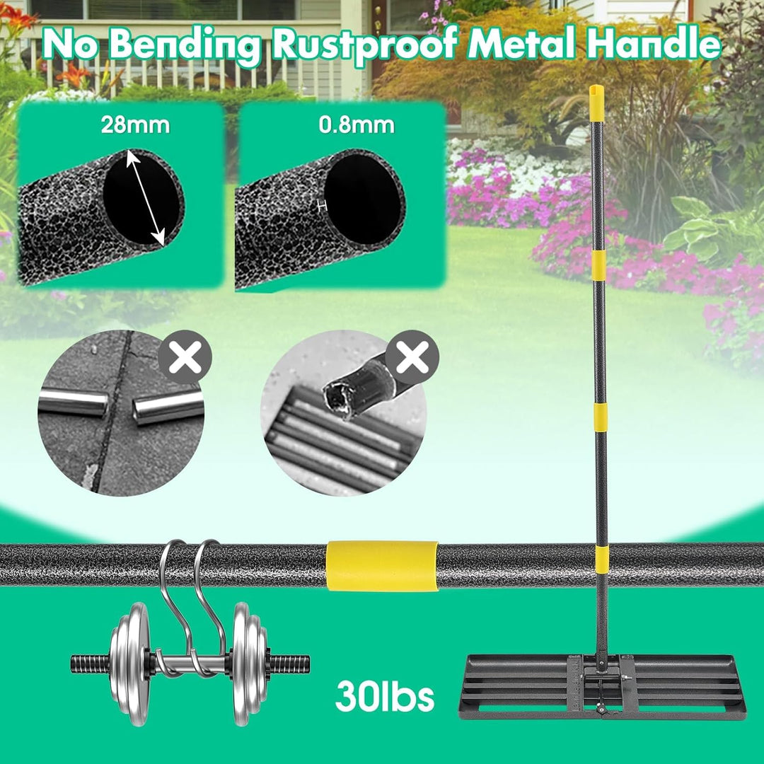 Rasenrechen Rasen Nivellierrechen Metall 157cm Golf Gartengras Surface Rasenwerkzeug Rakel für Rasen