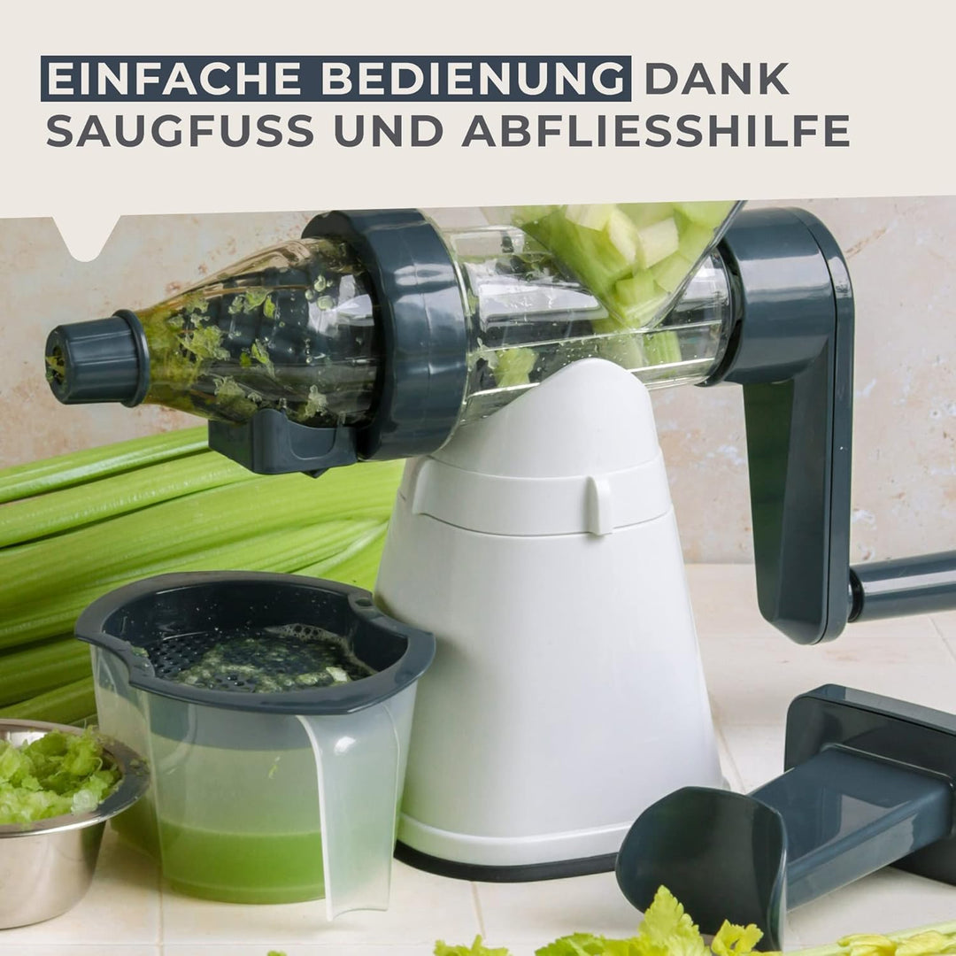 FACKELMANN Fruchtsaftpresse, Edelstahl, Weiss, Blau und Transparent, 30 x 13 x 26cm
