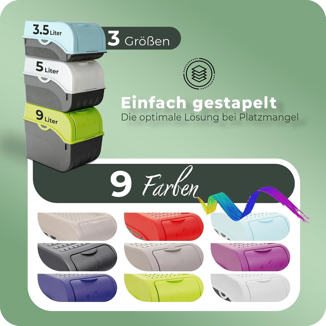 Novaliv Kartoffel Aufbewahrungsboxen Set | 3,5L + 5L + 9L | GRAU | Kartoffelboxen | Gemüseboxen stap