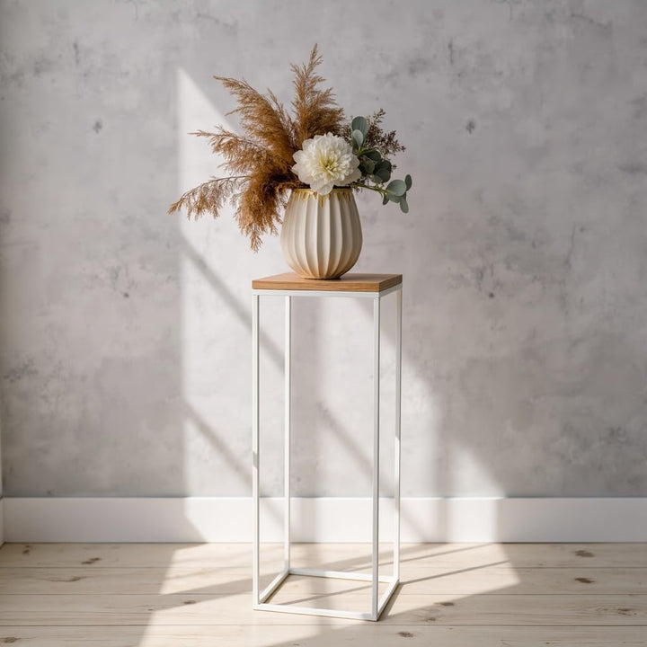 Pflanzenständer Craft - 24x24x100cm - Farbe Weiss - für Zimmerblumen - Metallregal - dekorativer Tis