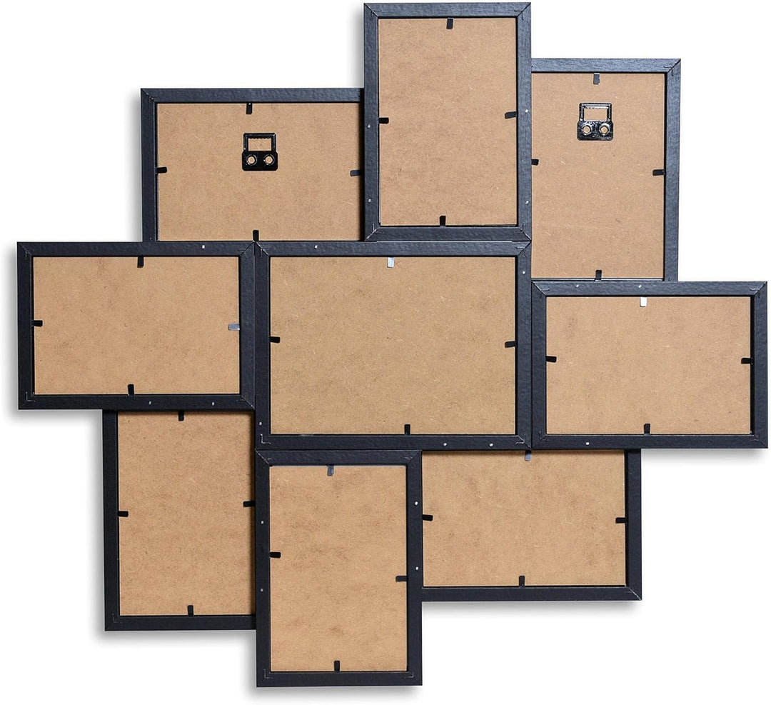 VictoR Bilderrahmen Collage Schwarz Holz mit 9 Bildern (8 x 10x15cm; 1 x 13x18cm) - Collage Bilderra