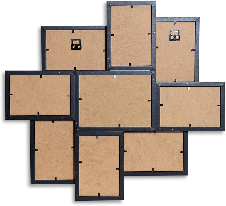 VictoR Bilderrahmen Collage Schwarz Holz mit 9 Bildern (8 x 10x15cm; 1 x 13x18cm) - Collage Bilderra