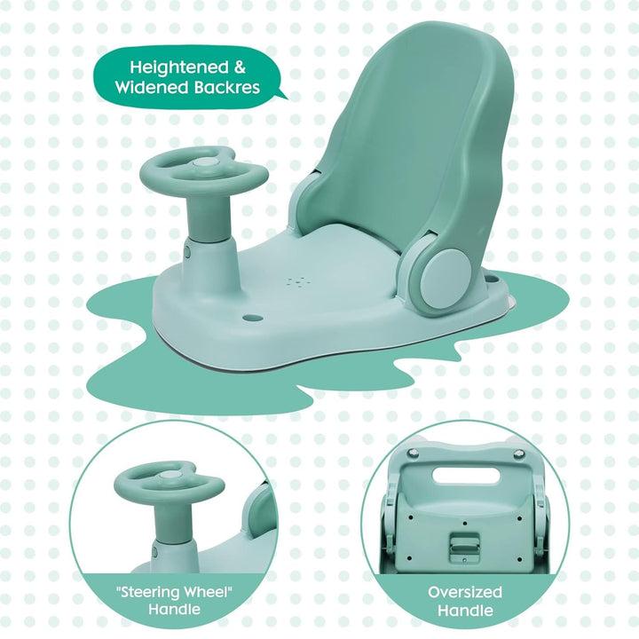 Badesitz für Kinder von 6-24 Monaten, Duschstuhl für Kinder mit verstellbarer Rückenlehne und 4 Saug