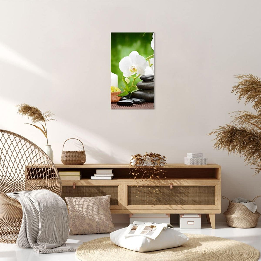 Bilder auf Leinwand Blume aromatherapie spa Leinwandbild mit Rahmen 45x80cm Wandbilder Dekoration Wo