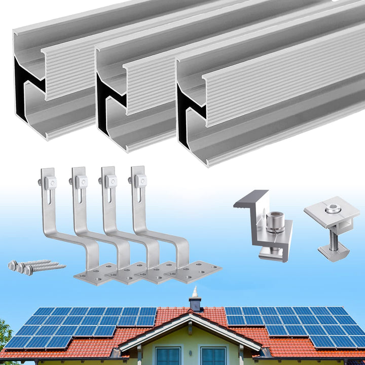 Warmfay Solar Halterung Ziegeldach Montageset, Erweitert Photovoltaik Montageschiene Dachhaken Solar