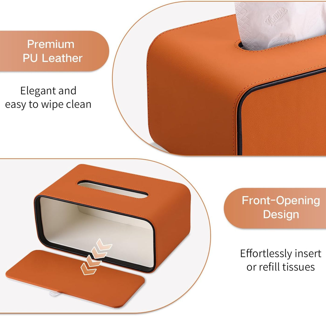 GORESE Taschentuchbox,Leder Rechteckige Kosmetiktücherbox Papiertaschentuchhalter Taschentuchspender