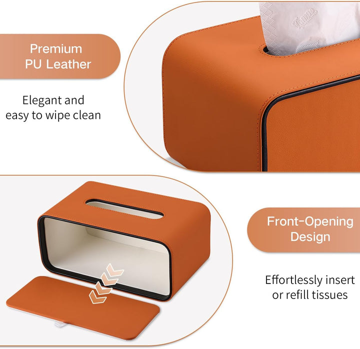 GORESE Taschentuchbox,Leder Rechteckige Kosmetiktücherbox Papiertaschentuchhalter Taschentuchspender