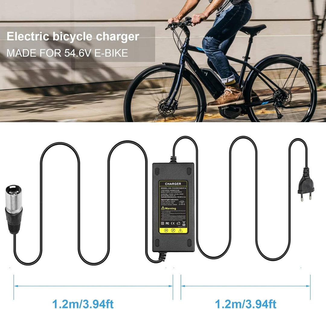 54.6V 48V 2A E-Bike Ladegerät Ladekabel für 48V Akku mit 3pin XLR Stecker für Elektroroller Elektris